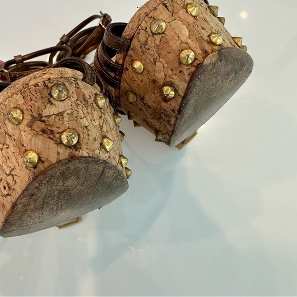 Gucci Studded Cecyl Leather Wedges - Picture 10 of 16